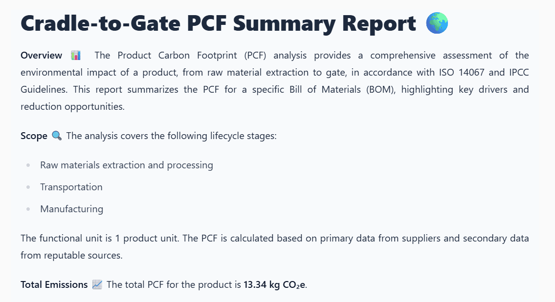 Step 2: From BOM to Cradle-to-Gate PCF — Automatically